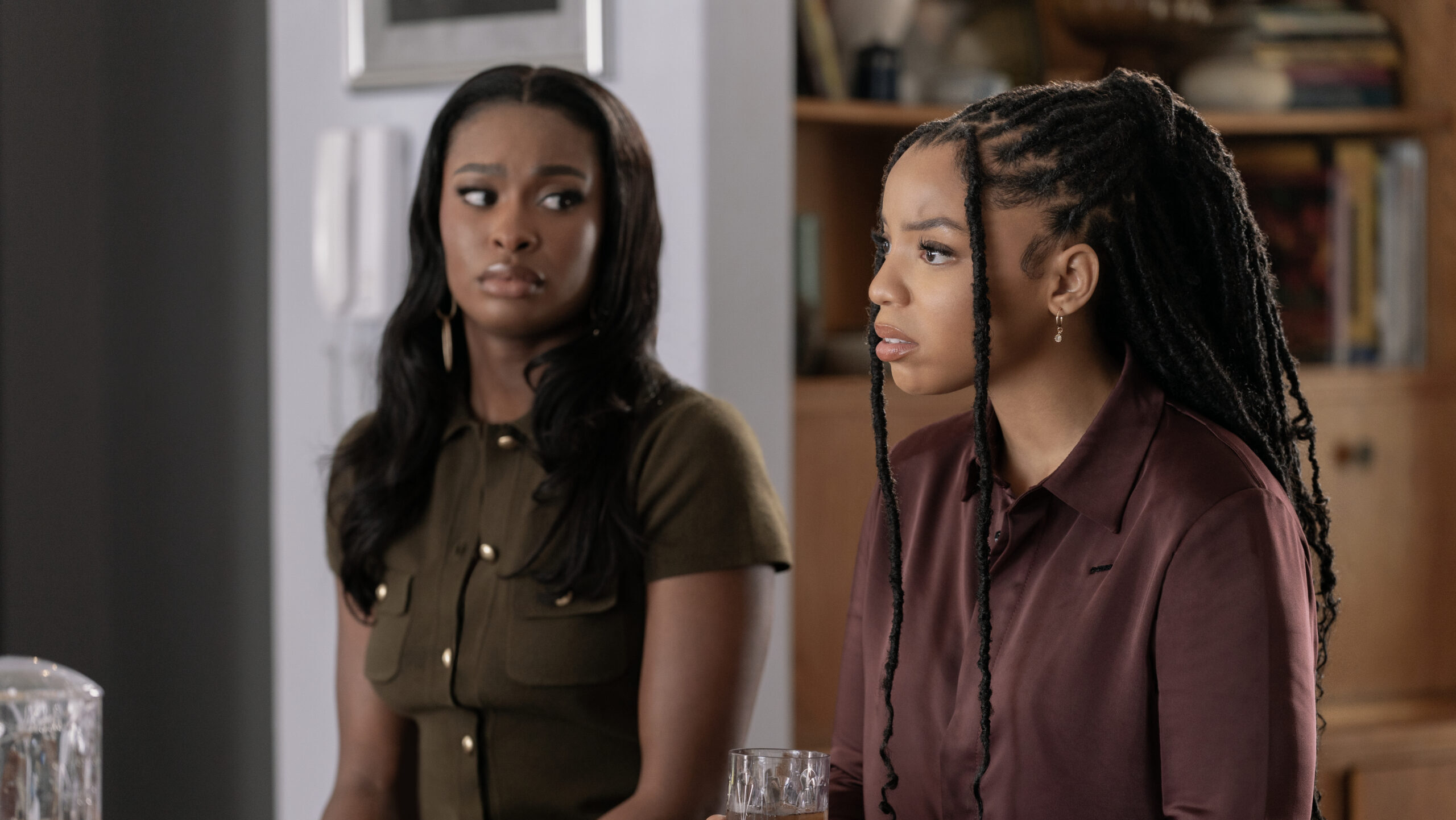 Pictured: (l-r) Coco Jones as Jasmine, Chloe Bailey as Laila (Photo by: Ilze Kitshoff/Blumhouse)